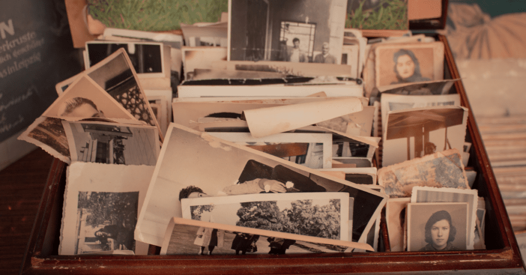 photos in a brown box