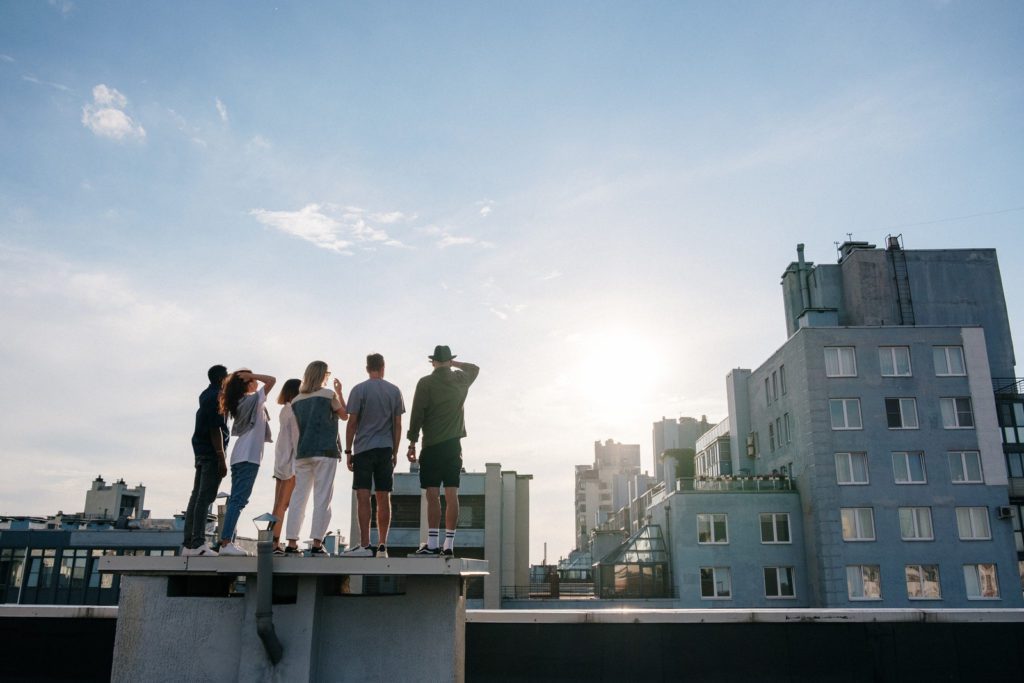 people on roof