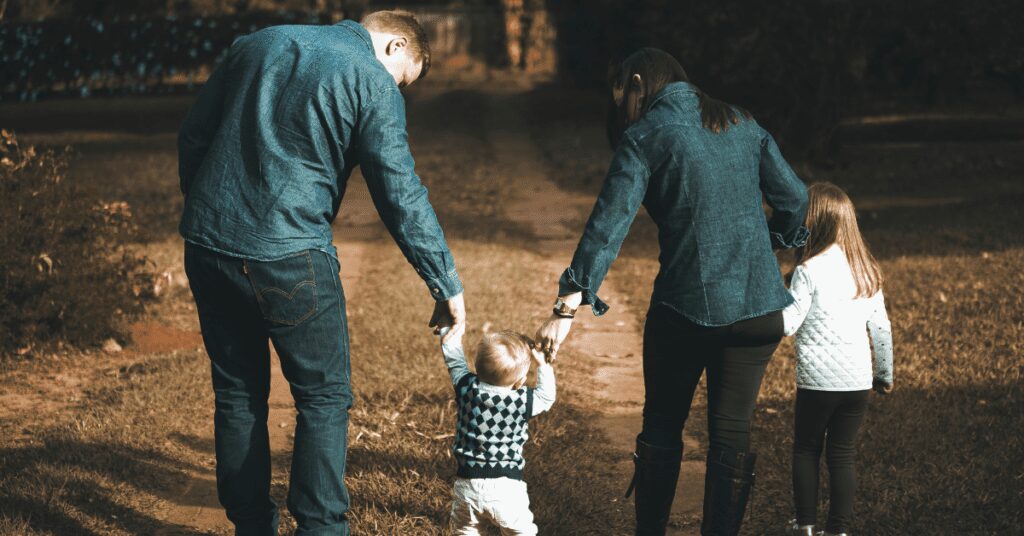 family walking