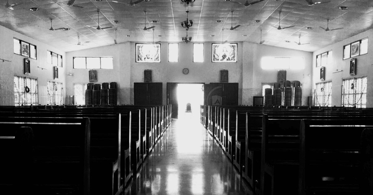 Black and white empty church photo