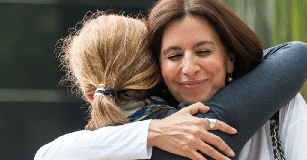 two women hugging