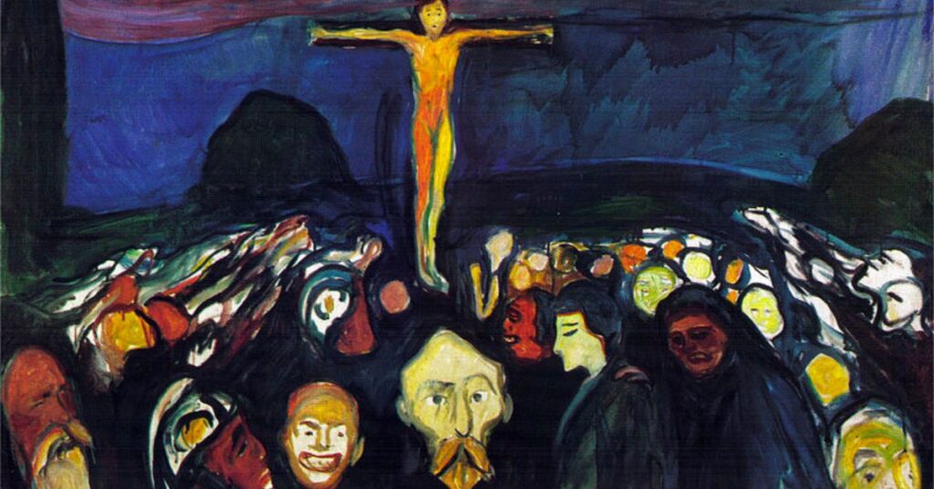 painting of Jesus hanging on the cross