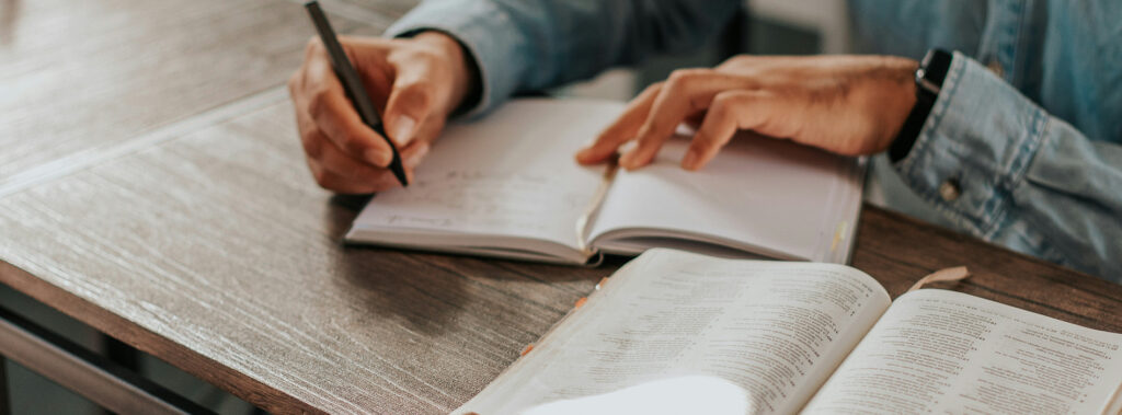 Writing in the notebook