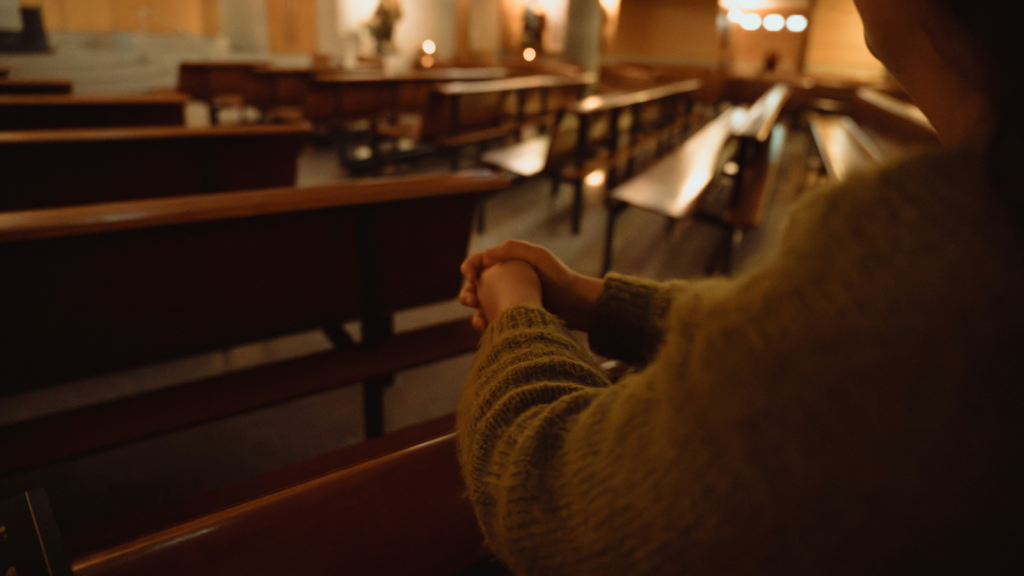 photo of a person alone in a church